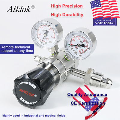 quality Dwuetapowy regulator ciśnienia ze stali nierdzewnej 4000 PSI dla dostarczania azotu, tlenu i CO2 do laboratoriów factory